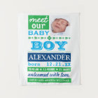 Modern Blue Baby Boy Photo Birth Announcement