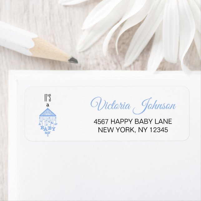 Modern Blue Baby Boy Shower Address (Insitu)