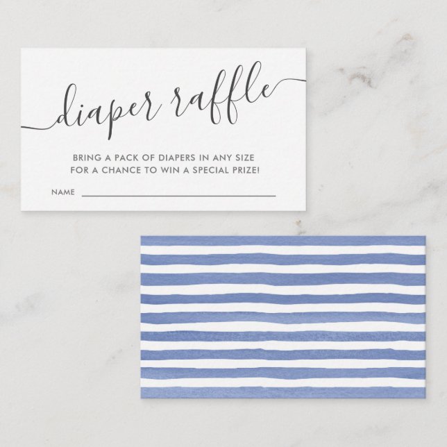 Modern Blue Baby Diaper Raffle  Enclosure Card (Front/Back)