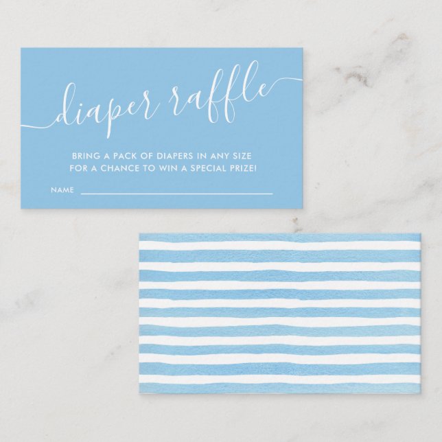 Modern Blue Baby Diaper Raffle Ticket Enclosure Ca (Front/Back)