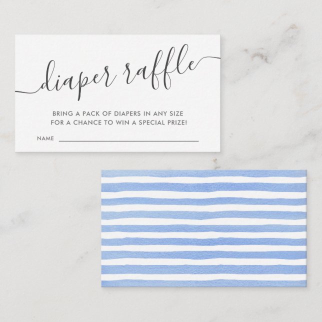 Modern Blue Baby Diaper Raffle Ticket Enclosure Ca Card (Front/Back)