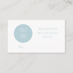 Modern Blue Baby Shower Diaper Raffle Enclosure Card