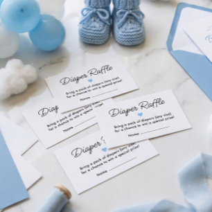 Modern Blue Baby Shower Diaper Raffle Ticket Enclosure Card