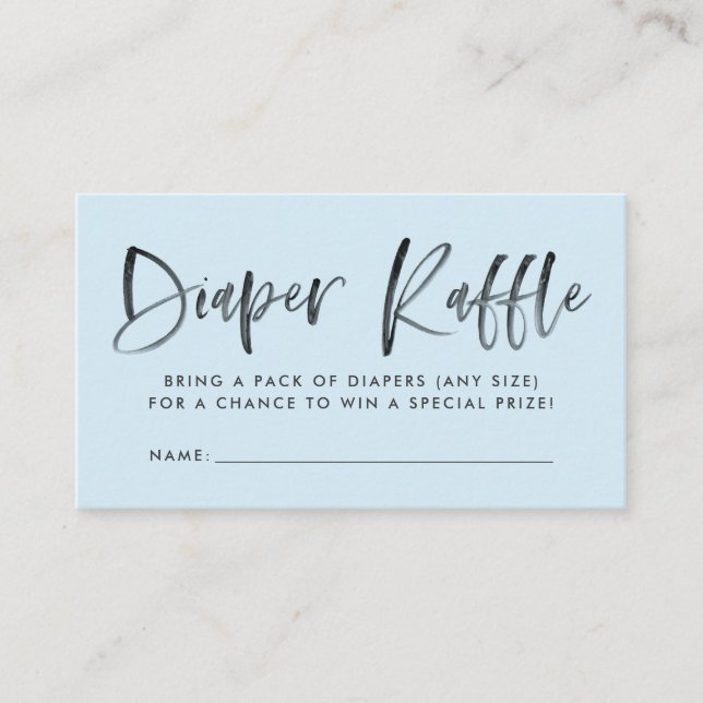 Modern Blue Baby Shower Diaper Raffle Tickets Enclosure Card (Front)