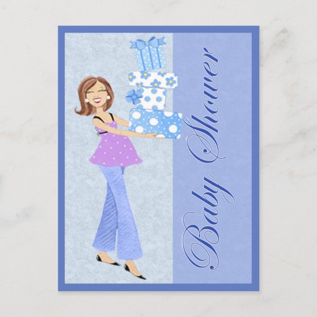 Modern Blue Baby Shower Post Card (Front)