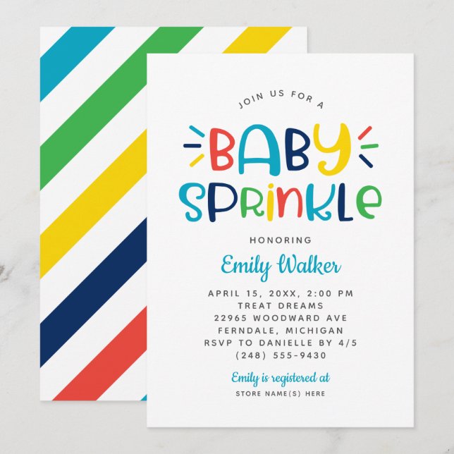 Modern Blue Baby Sprinkle for Boy Shower Invitation (Front/Back)