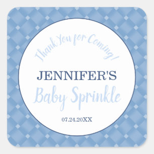 Modern Blue Baby Sprinkle Party Thank You Square Sticker