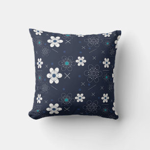 Modern Blue Background Abstract Seamless Floral Cushion