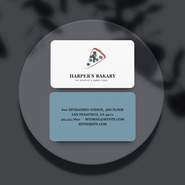 Modern Blue Bakery Business Card | Blueberry Logo (Creator Uploaded)