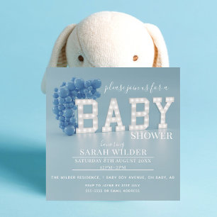 Modern Blue Balloon Arch Baby Shower Invitation