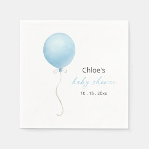 Modern Blue Balloon Boy Baby Shower Napkin