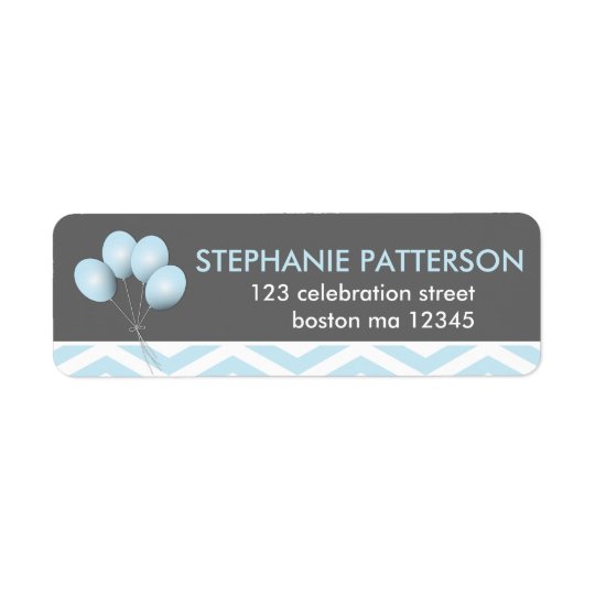 Modern Blue Balloon Return Address Label