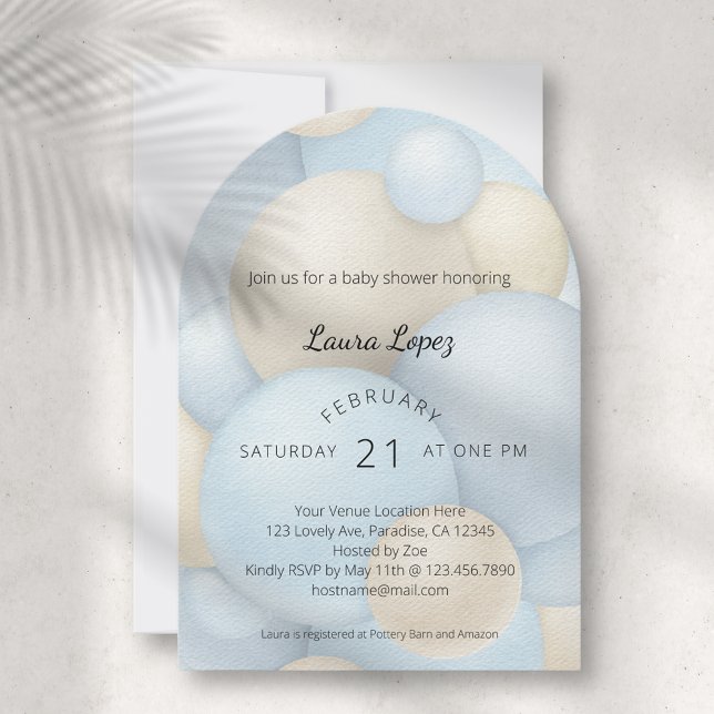 Modern Blue Balloons Baby Shower Invitation (Creator Uploaded)
