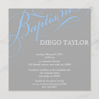 Modern Blue Baptism Invitation