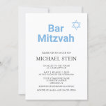 Modern Blue Bar Mitzvah  Invitation<br><div class="desc">Modern Blue Bar Mitzvah Invitation. This  invitation template combines two different fonts for more dynamic look.</div>