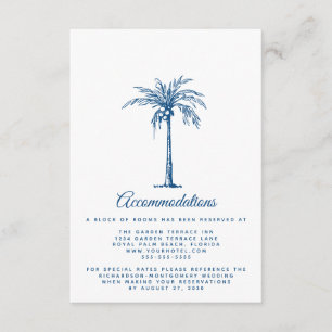 Modern Blue Beach Wedding Accommodations Enclosure Card