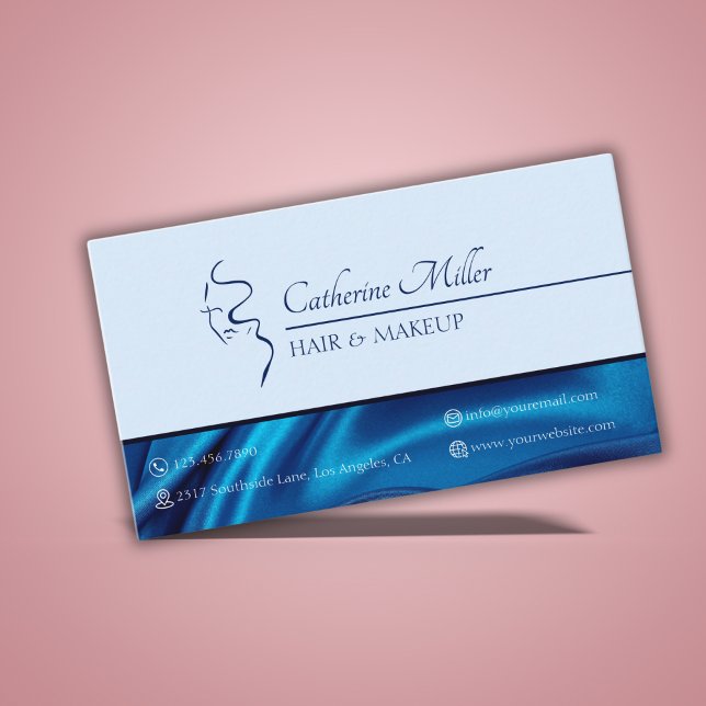 Modern Blue Beauty Salon Hair Makeup Artist  Business Card (Modern Blue Beauty Salon Hair Makeup Artist Business Card)