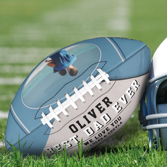 Modern Blue Best Dad Ever Father`s Day Photo American Football (Creator Uploaded)