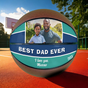 Modern Blue Best Dad Ever Photo Father Basketball