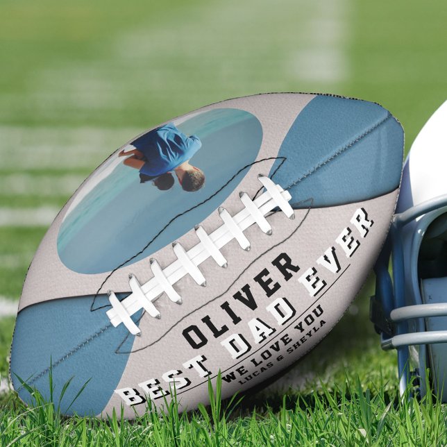 Modern Blue Best Dad Father`s Day Keepsake Photo  American Football (Creator Uploaded)