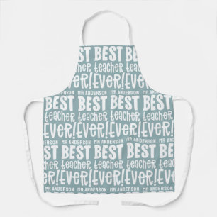 Modern blue best teacher typography gift apron