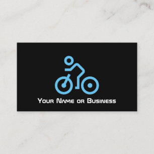 Modern Blue Bike Symbol on Black Bicycle Cyclist Business Card