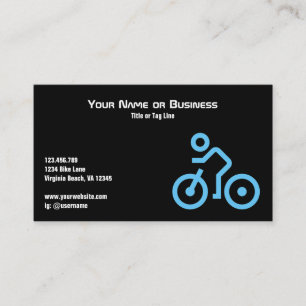 Modern Blue Bike Symbol on Black Bicycle Cyclist Business Card