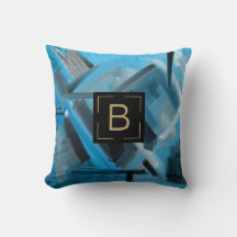 Modern Blue Black Abstract Art Shapes