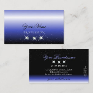 Modern Blue Black Ombre Sparkle Diamonds Stylish Business Card