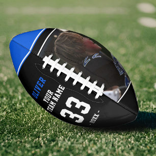 Modern Blue Black Player Name Number Team Photo  F American Football