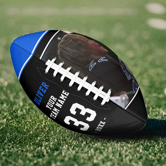 Modern Blue Black Player Name Number Team Photo  F American Football (Creator Uploaded)