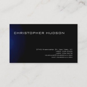Modern Blue Black Simple Plain Business Card