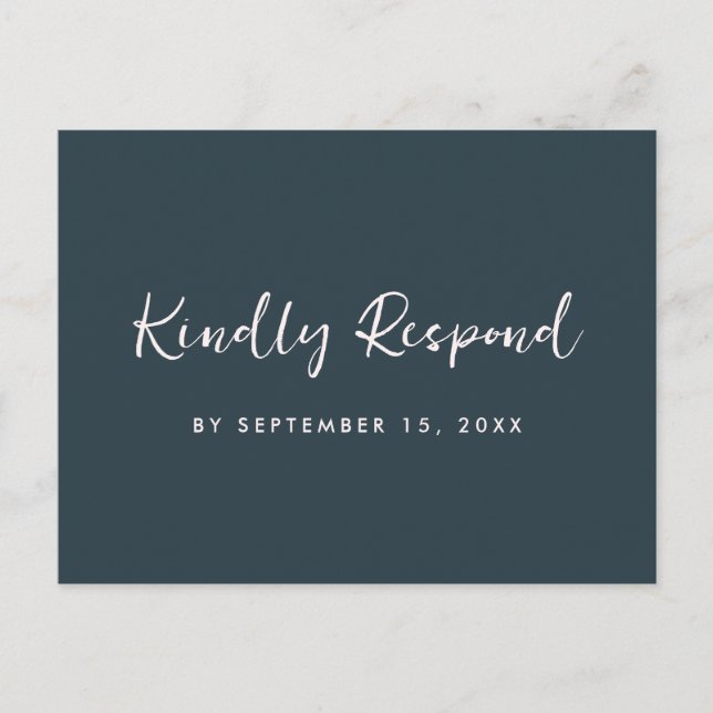 Modern Blue Blush Rsvp Trendy Script Meal Choice Invitation Postcard (Front)