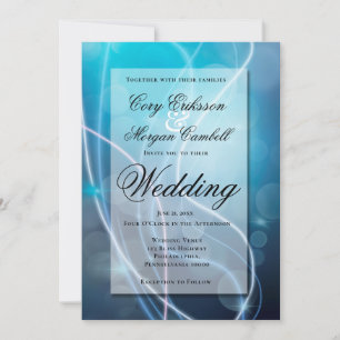 Modern Blue Bokeh Background Wedding Announcement