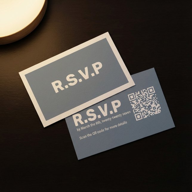 Modern Blue bold RSVP QR Code Wedding Enclosure Card (Modern Blue bold RSVP QR Code Wedding Enclosure Card.)