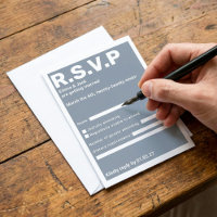 Modern Blue Bold typography RSVP Wedding