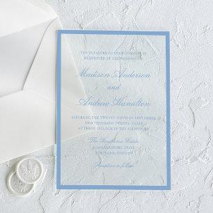 Modern Blue Border Wedding Acrylic Invitations