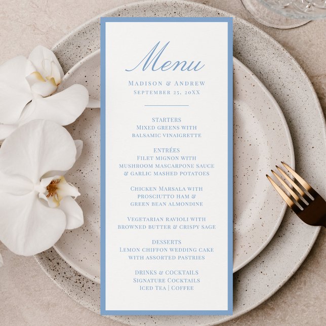 Modern Blue Border Wedding Menu (Creator Uploaded)