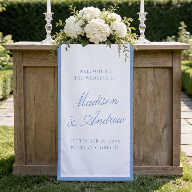 Modern Blue Border Wedding Welcome Banner (Creator Uploaded)