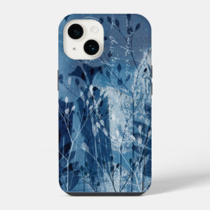 Modern Blue Botanical Abstract iPhone 14 Case