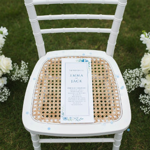 Modern Blue Botanical minimal floral wedding Programme