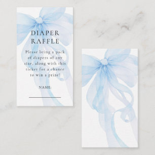 Modern Blue Bow Diaper Raffle Baby Shower Enclosure Card