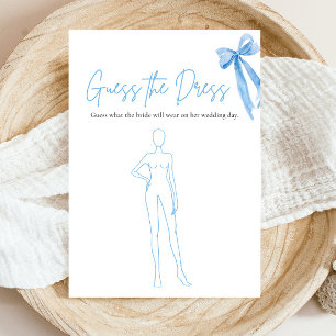 Modern Blue Bow Guess The Dress Bridal Shower Game Invitation