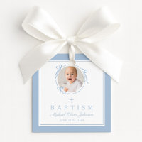 Modern Blue Boy Baptism Photo