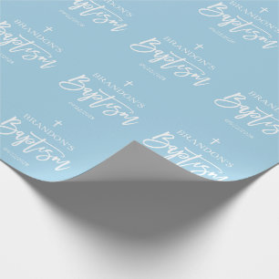 Modern Blue Boy Baptism Wrapping Paper