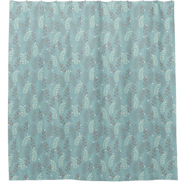 Modern Blue Branches Shower Curtain (Front)
