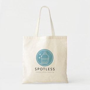 Modern Blue Broom Logo Cleaning Service Tote Bag