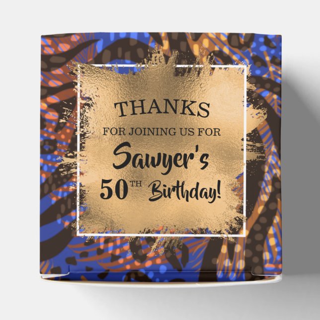 Modern Blue Brown Animal Print Favour Box (Top)