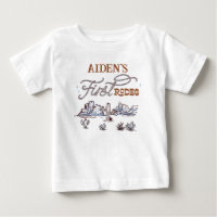 Modern Blue Brown Desert First Rodeo 1st Birthday