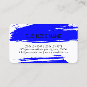 Modern Blue Brush Stroke Paint Business Card